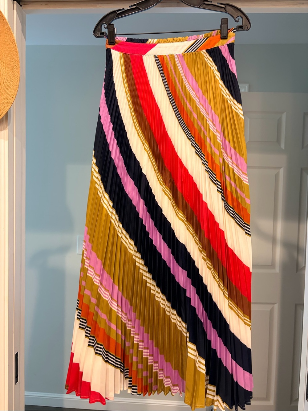 Anthropologie Pleated Maxi Skirt - Red, Pink, Mustard, Navy, Cream, Brown